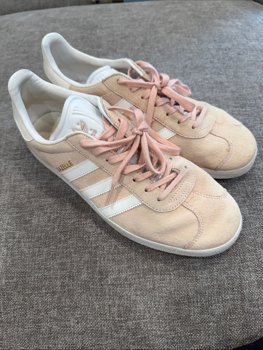 adidas Gazelle Women's Suede Sneakers in Pale Pink/Peach and White